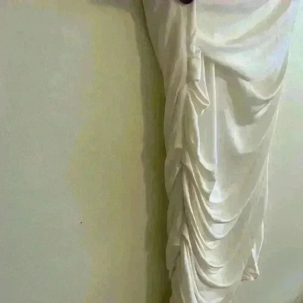Vintage Alexander Wang Asymmetrical One Shoulder Draped Mini Dress Size 2 White - Picture 8 of 11